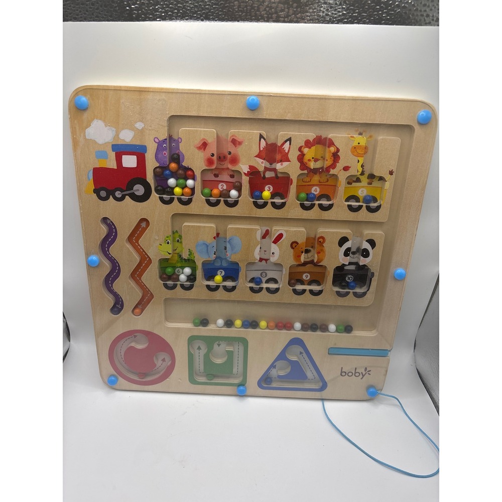 Boby Wooden Magnetic Toddler Maze Board Animal Train Counting Color Sorting Toy